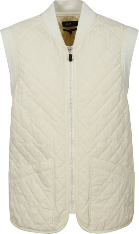 A.p.c. Gewatteerd vest met ritssluiting Beige Heren