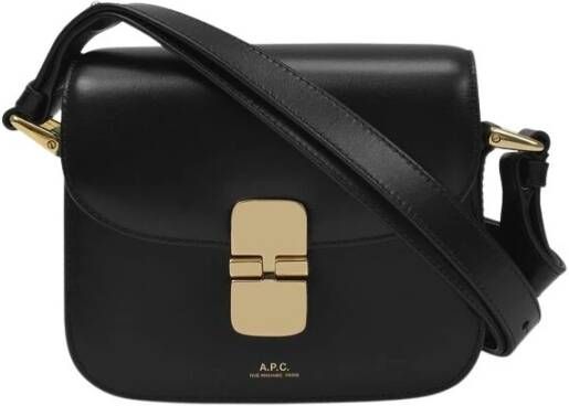 A.p.c. Zwarte Leren Trapeziumvormige Tas met Kliksluiting Black Dames - Foto 6