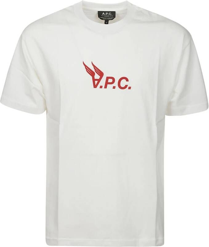 A.p.c. Hermance Katoenen T-Shirt met Voorkant Print Wit Heren