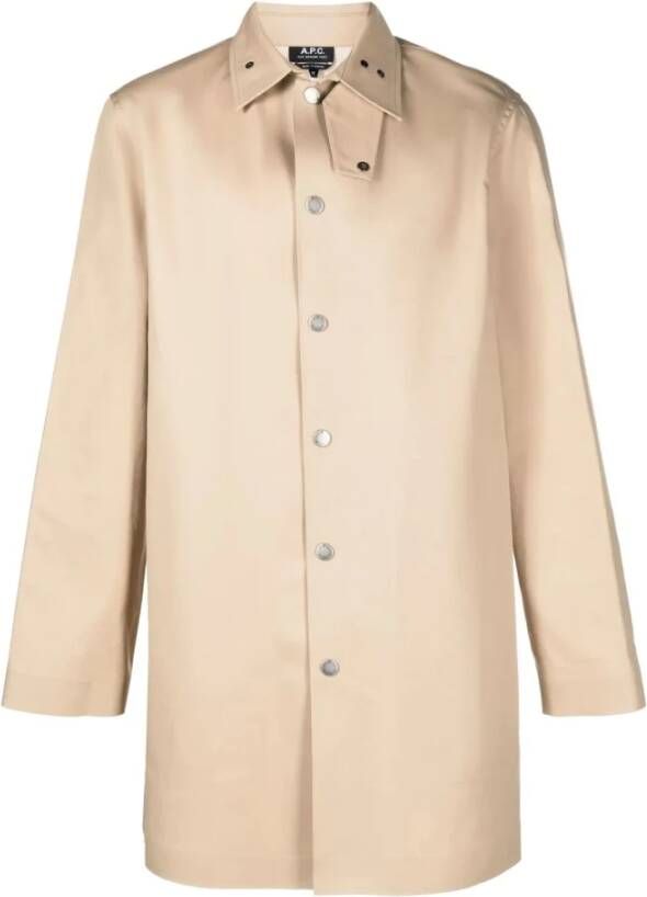 A.p.c. Jas met enkele rij knopen Beige Heren