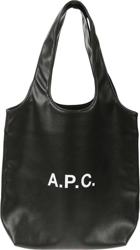 A.p.c. Kleine Ninon Tote Tas met Logo Print Zwart Dames