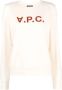 A.p.c. Logo Print Sweatshirt Beige Dames - Thumbnail 1