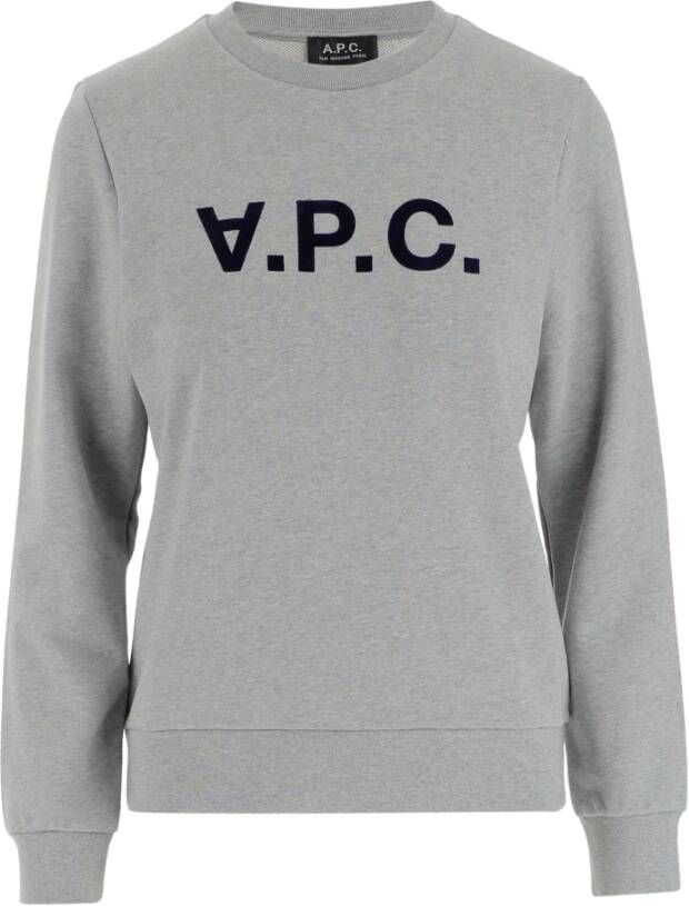 A.p.c. Logo Sweatshirt in Loopback Katoenen Jersey Gray Dames