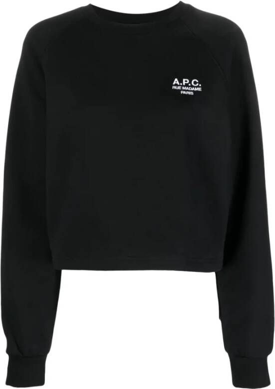 A.p.c. Milton Logo Geborduurde Sweatshirt Zwart Dames