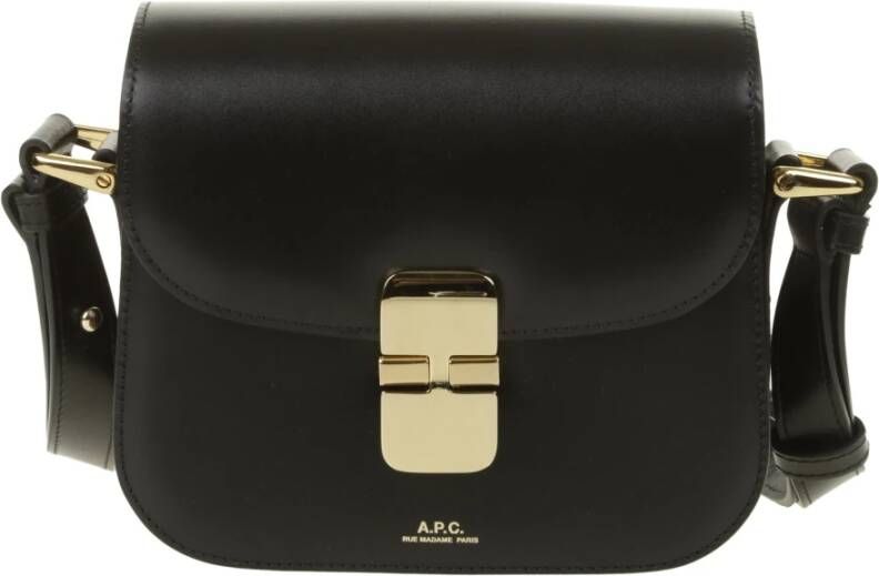 A.p.c. Zwarte Leren Trapeziumvormige Tas met Kliksluiting Black Dames - Foto 2
