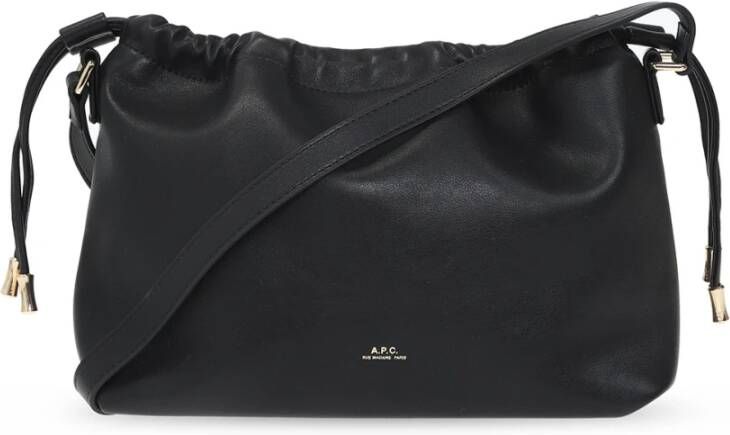 A.p.c. Zwarte imitatie leren trekkoord schoudertas Black Dames