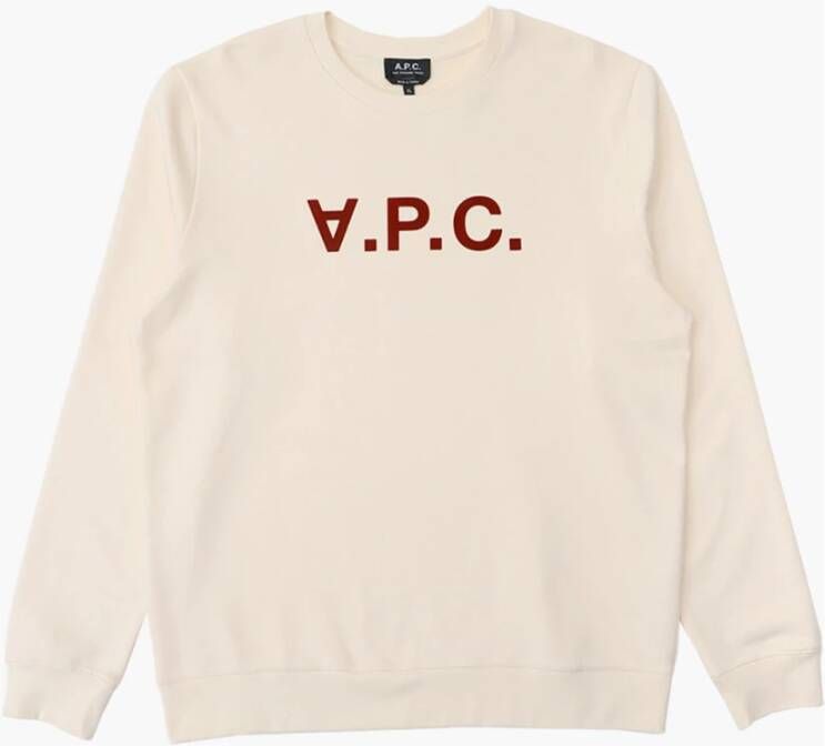 A.p.c. Off White Sweatshirt met Textuur Logo Beige Heren