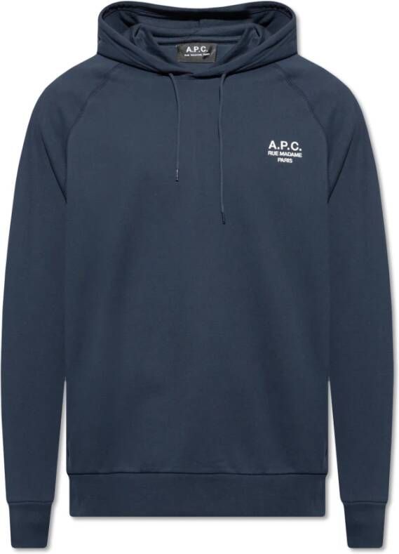 A.p.c. Verstelbare Lace Hoodie met Gestikt Logo Blauw Heren