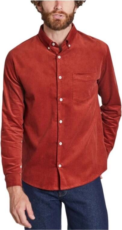 A.p.c. Casual overhemd Rood Heren