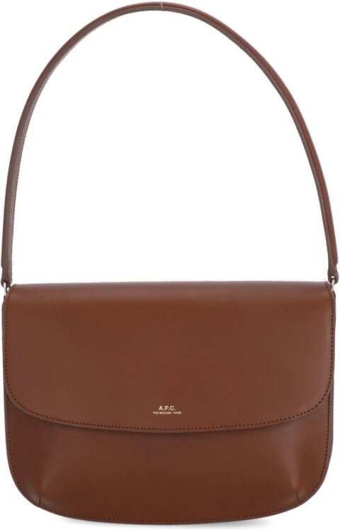 A.p.c. Bruine Leren Schoudertas met Flap Magnetische Sluiting Brown Dames
