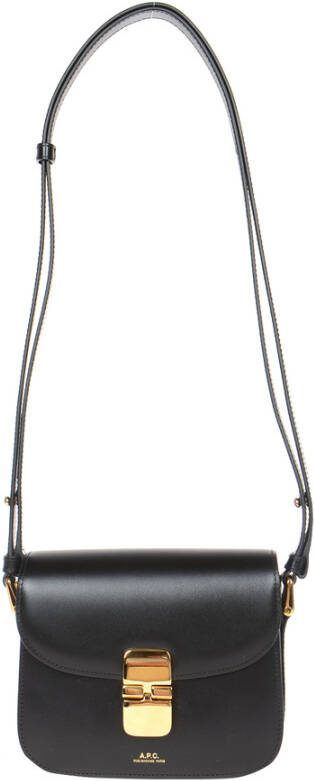 A.p.c. Zwarte Leren Trapeziumvormige Tas met Kliksluiting Black Dames - Foto 5