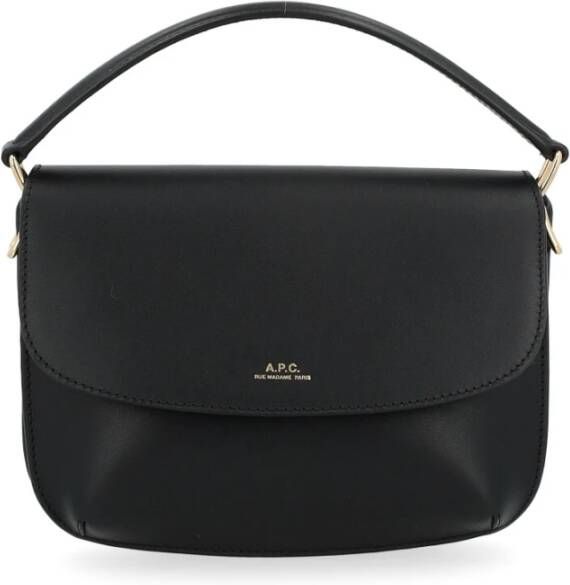 A.p.c. Sarah A Strap Mini Hobo Bag Black Leather Zwart Dames