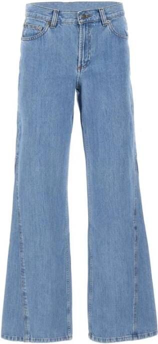 A.p.c. Wijde katoenen jeans met ritssluiting en knoopsluiting Blauw Dames