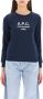A.p.c. Navy Blue Crewneck Sweatshirt met Logo Blue Dames - Thumbnail 8