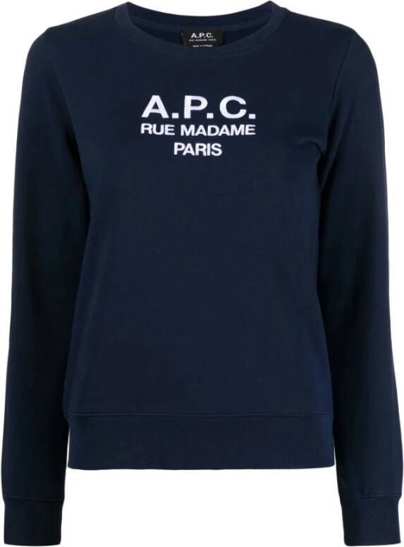 A.p.c. Sweatshirt met geborduurd logo van biologisch katoen Blue Dames