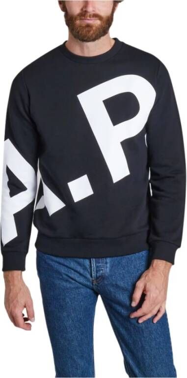 A.p.c. Diagonaal Bedrukte Katoenen Sweatshirt Black