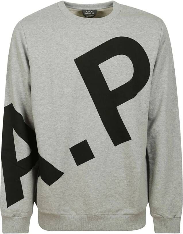A.p.c. Grijze katoenen sweatshirt met logo print Gray Heren
