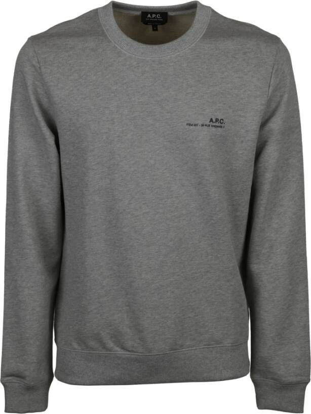 A.p.c. Ribgebreide Sweatshirt met APC Logo Gray Heren