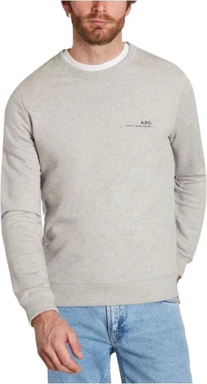A.p.c. Ribgebreide Sweatshirt met APC Logo Gray Heren