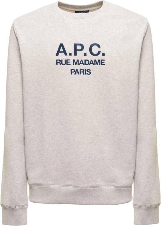 A.p.c. Logo-print Biologisch Katoenen Sweater Gray Heren