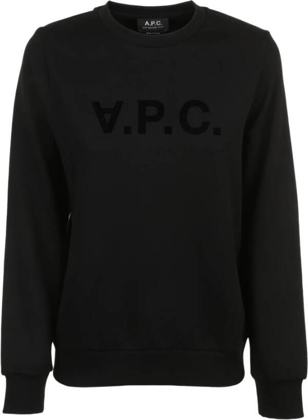 A.p.c. Zwarte katoenen sweatshirt met voorlogo Black Dames