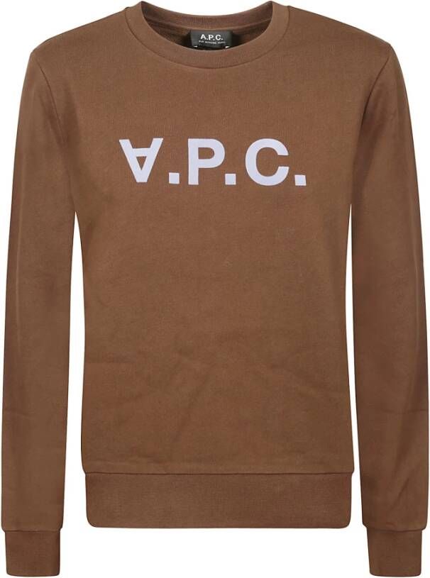 A.p.c. Ronde Hals Sweatshirt Chocolade Logo Brown Dames
