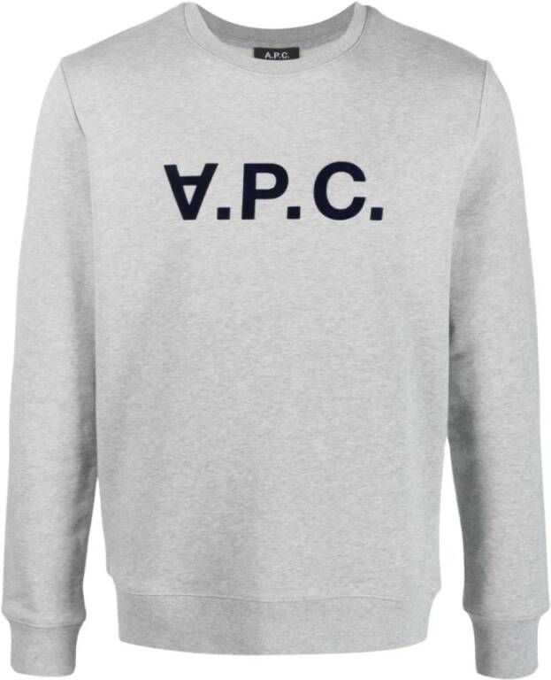 A.p.c. Bedrukte VPC Logo Katoenen Sweatshirt S Gray Heren