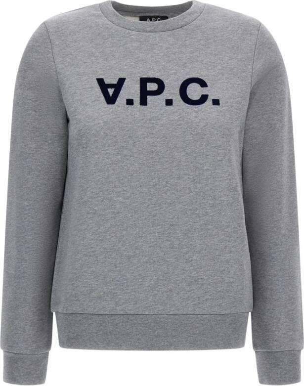 A.p.c. Logo Sweatshirt in Loopback Katoenen Jersey Gray Dames