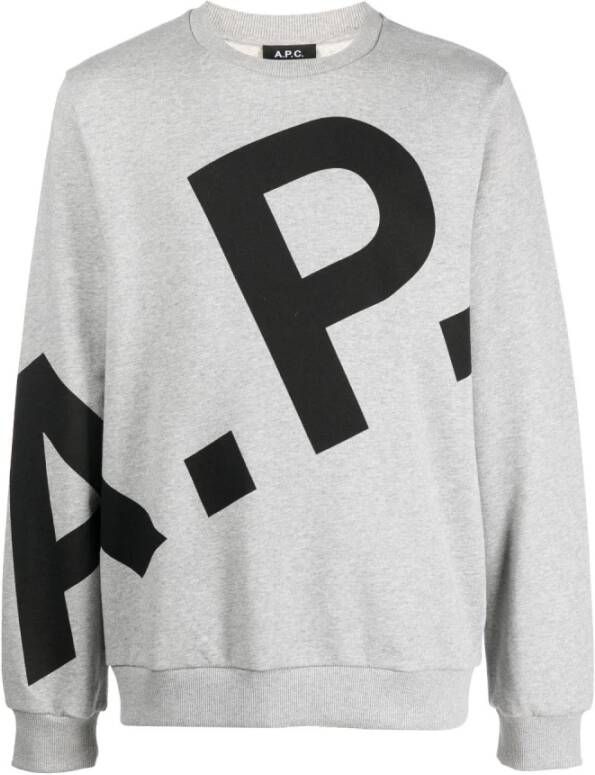 A.p.c. Grijze katoenen sweatshirt met logo print Gray Heren