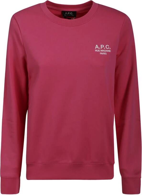 A.p.c. Lichtroze Katoenen Sweatshirt met Logo Pink Dames