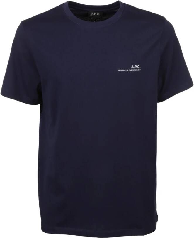 A.p.c. Contrasterende Logo Print T-shirt Blue Heren