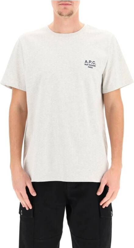 A.p.c. Geborduurd Logo Katoenen T-Shirt White Heren