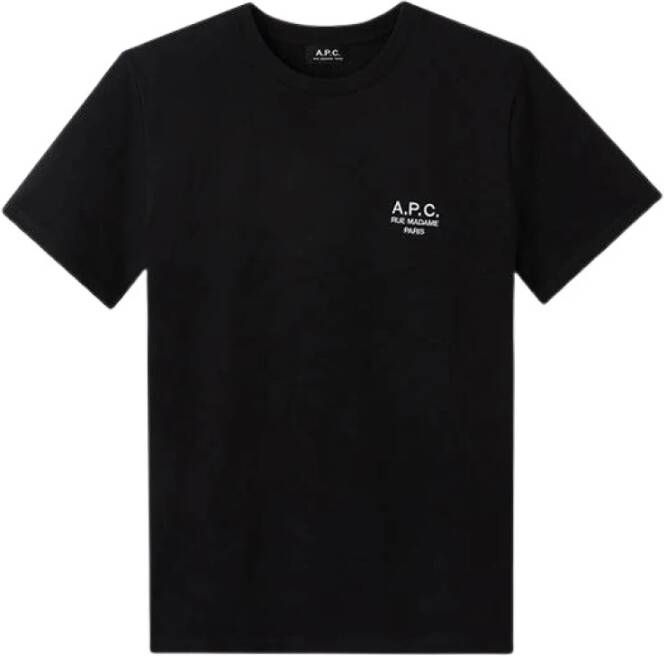 A.p.c. Nieuwe Raymond Zwarte Katoenen T-Shirt met Wit Logo Black Heren