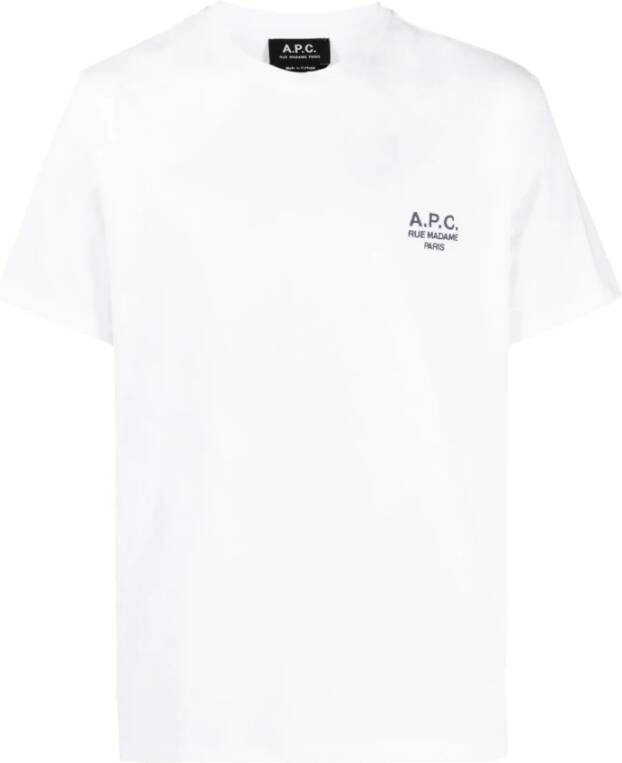 A.p.c. Katoenen T-shirt met Bedrukt Logo S White Heren