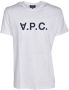 A.p.c. Witte Katoenen T-shirt met Marineblauw Logo Wit Crew Neck Logo Print T-shirt White Heren - Thumbnail 8