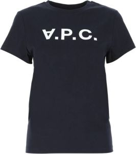 A.p.c. T-Shirt with Logo Print Blauw Dames