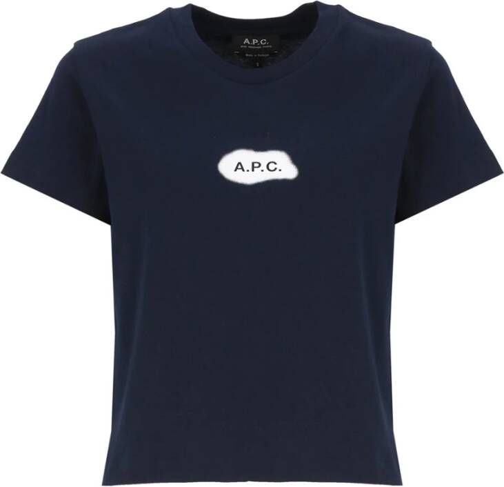 A.p.c. T-shirts en Polos Blauw Blue Dames