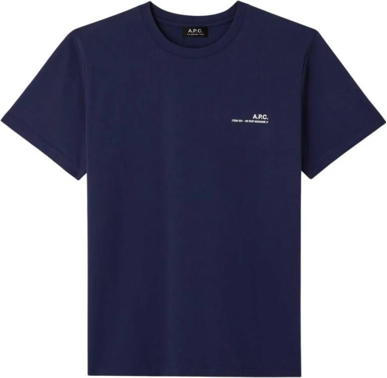 A.p.c. Klassiek Katoenen Crew-Neck T-Shirt Blue Heren