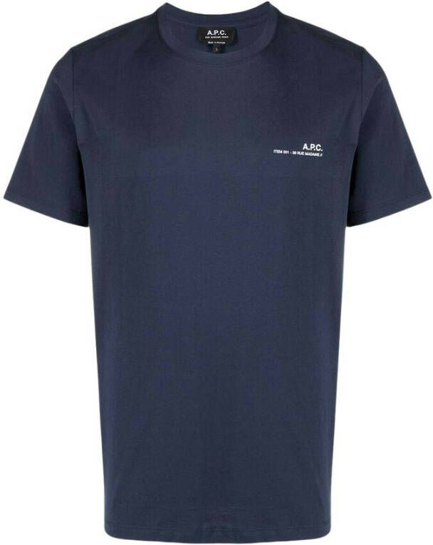 A.p.c. Klassiek Katoenen Crew-Neck T-Shirt Blue Heren