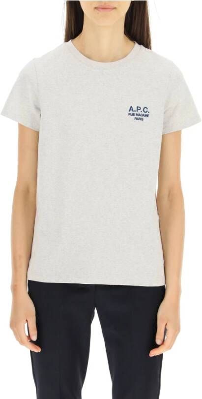 A.p.c. denise t-shirt with logo embroidery Grijs Dames