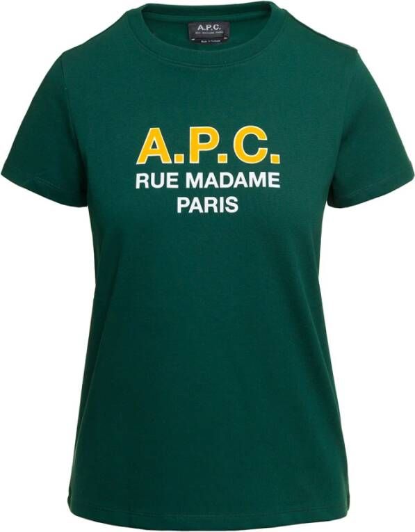 A.p.c. Groene T-shirt met Logo Print Green Dames