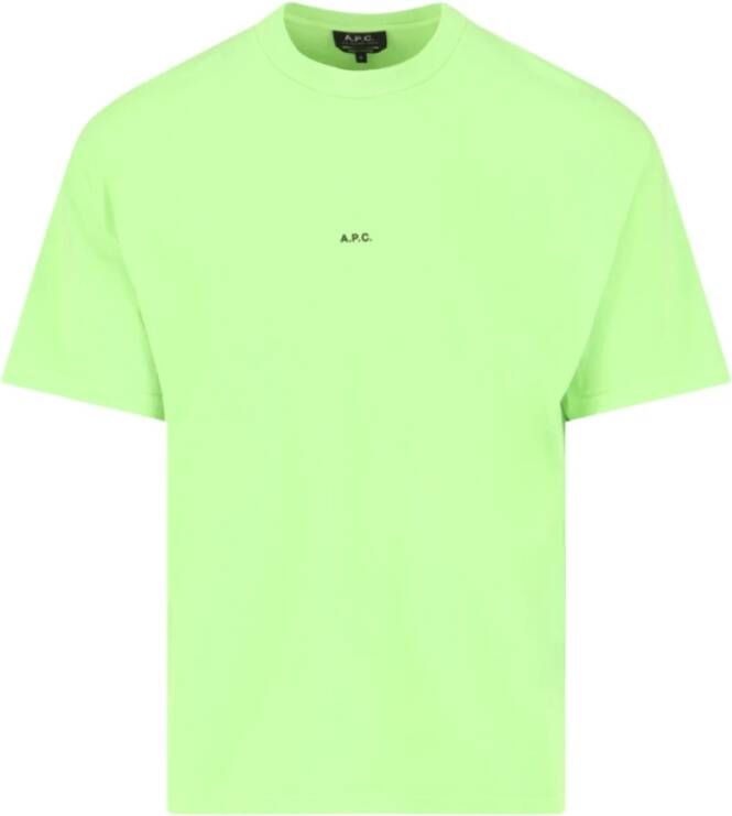 A.p.c. Kyle Fluorescerend T-Shirt Green Heren