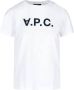A.p.c. Witte Katoenen T-shirt met Marineblauw Logo Wit Crew Neck Logo Print T-shirt White Heren - Thumbnail 1