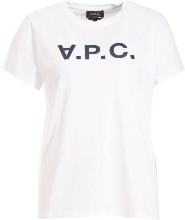 A.p.c. Witte Katoenen T-shirt voor Vrouwen White Dames