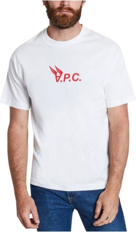 A.p.c. Hermance Katoenen T-Shirt met Voorkant Print White Heren