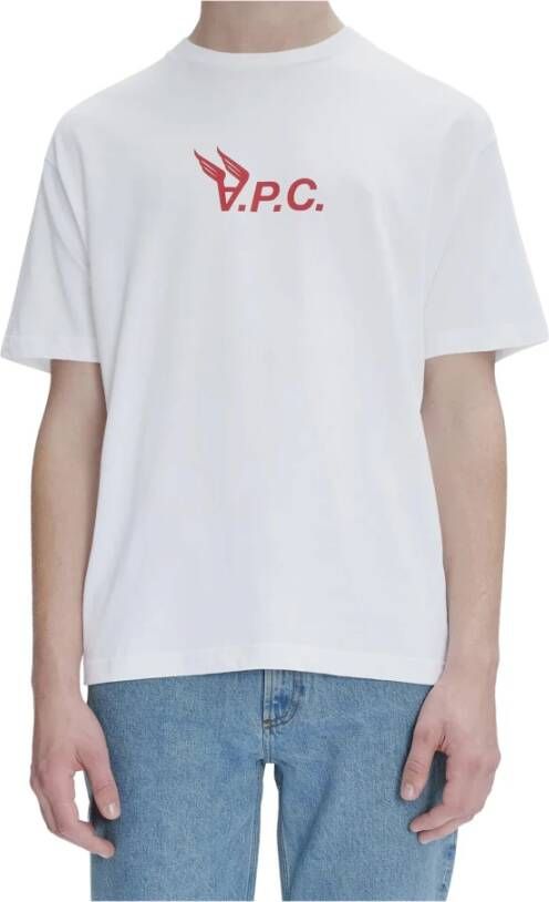 A.p.c. Hermance Katoenen T-Shirt met Voorkant Print White Heren