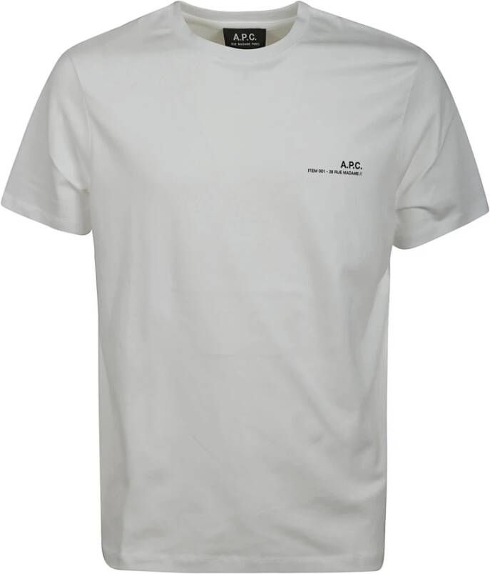A.p.c. Logo Print T-Shirt van Biologisch Katoen White Heren