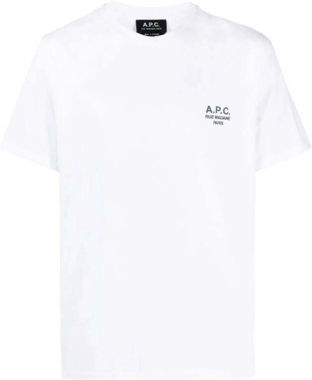 A.p.c. Biologisch Katoen Logo Geborduurd T-Shirt White Heren