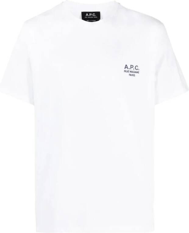 A.p.c. Biologisch Katoen Logo Geborduurd T-Shirt White Heren