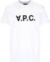 A.p.c. Witte Katoenen T-shirt met Marineblauw Logo Wit Crew Neck Logo Print T-shirt White Heren - Thumbnail 11